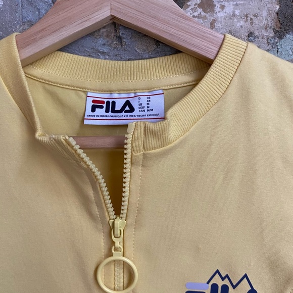 Fila Iona Half-Zip Cropped Tee in Yellow and Navy - Picture 4 of 6